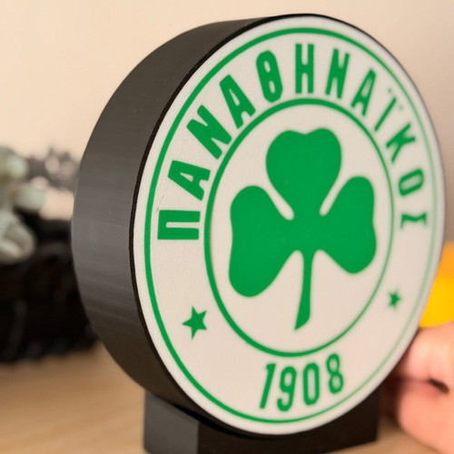 3D Printed Stand Panathinaikos Sign with Stand and Wall Mount