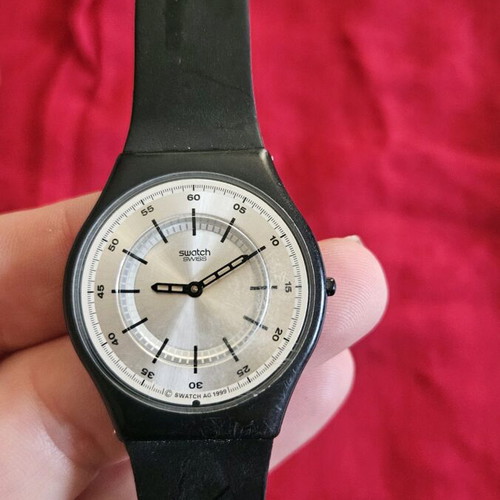 Swatch Flattention Skin Silicon watch 1999 used, black