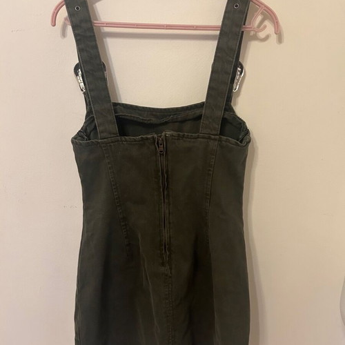 Denim khaki mini dress overalls Zara new, green