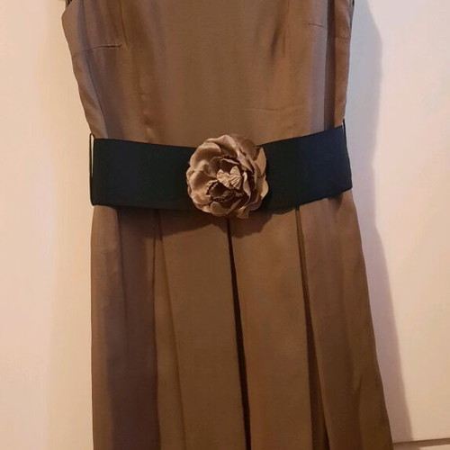Rococo silk dress with 6 different looks, size L, brown