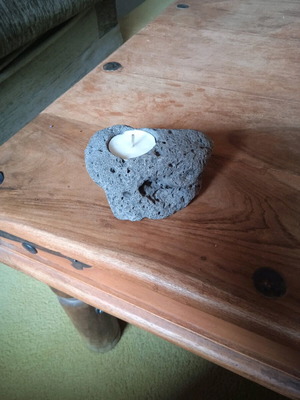 Decorative candle holder made of volcanic stone new