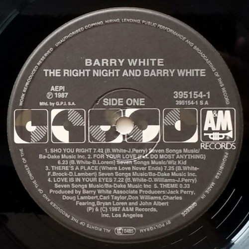 Barry White The Right Night & Barry White vinyl LP