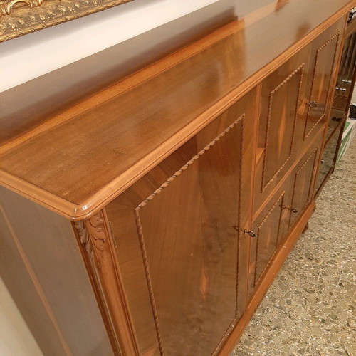 Buffet Baraki with Marquetry like new, 3 cabinets and mirror