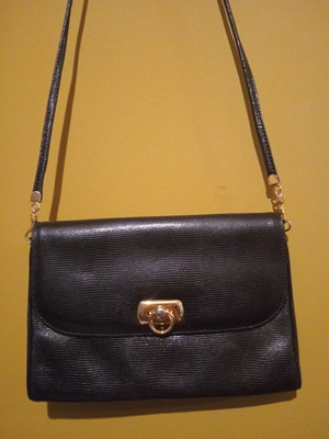 Corcella Milano vintage cross body leather bag like new, black with gold