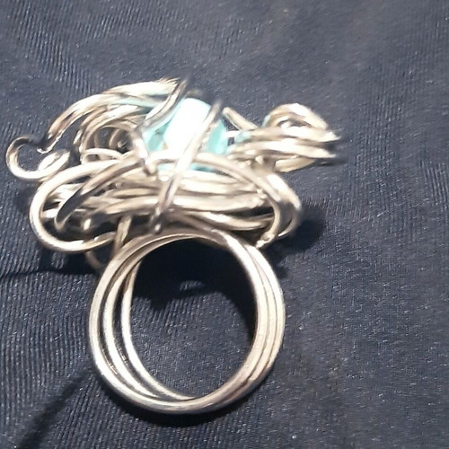 Aphrodite silverplated ring with natural turquoise, handmade
