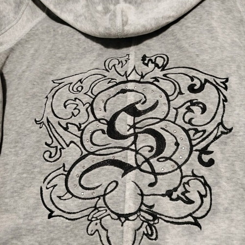 SugarFree Velour Hoodie Grey Like New with Hood and Rhinestones