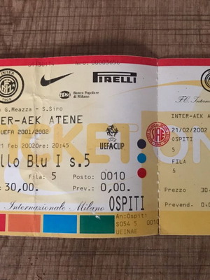 Inter - AEK Ticket 21.02.2002 like new