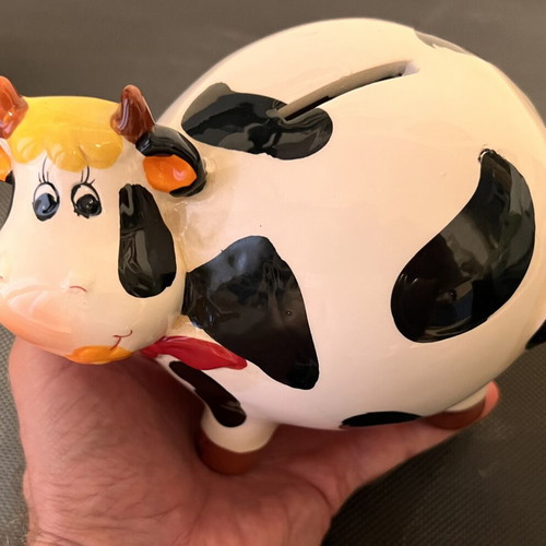 Ceramic Cow Piggy Bank like new, decorative and cute
