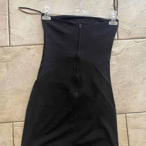 Black strapless dress used, size S, with ruching