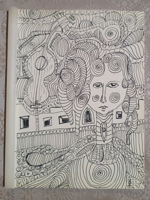 Psychedelic drawing The Girl and Her Guitar made to order