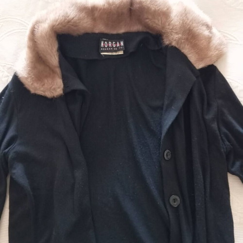 Vintage Morgan de Toi cardigan with fur collar, like new