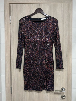 Mango dress multicolor like new with sequins and shoulder pads size M