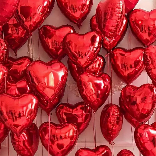 Heart-shaped red balloons set of 5 new, foil