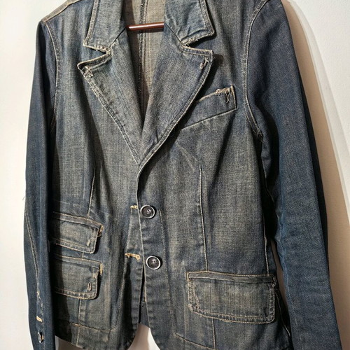 Denim blazer TRF Zara large like new, petrol color