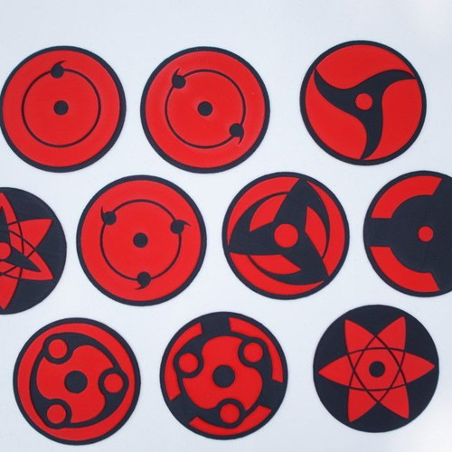 Naruto Sharingan coasters set of 10 new, 3D printed with durable PLA+