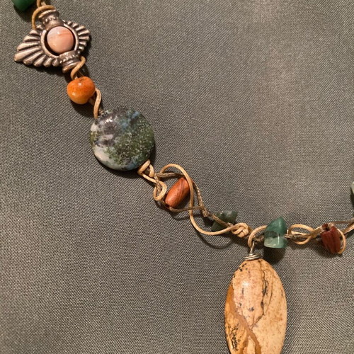 Necklace with semi-precious stones new, colorful handmade