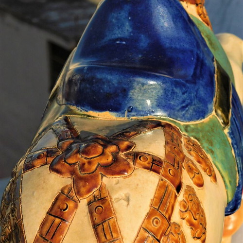 Ceramic faience horse statue used, vintage