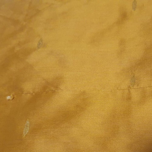 Indian sari with gold embroidery used, ochre fabric with blue stripes