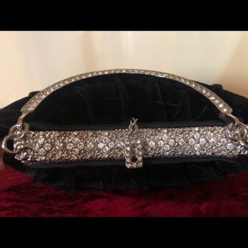 Evening velvet handbag with Swarovski stones new