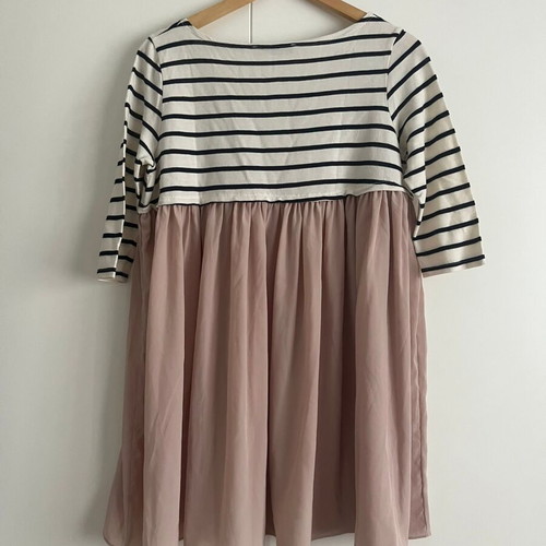 Madame Shou Shou Striped Chiffon Top like new, white and pink, size M