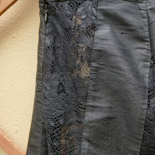 Seventy women's pants black, silk taffeta and lace, like new, XS