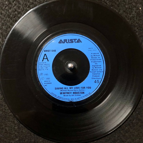 Whitney Houston Saving All My Love For You 7" vinyl single used, pop