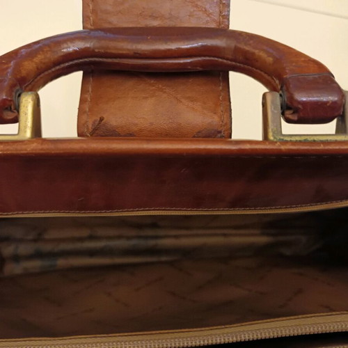 The Bridge leather hand bag used brown made in Italy