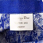  Christian Dior Canvas Print Cruise Book Tote Ivory Blue