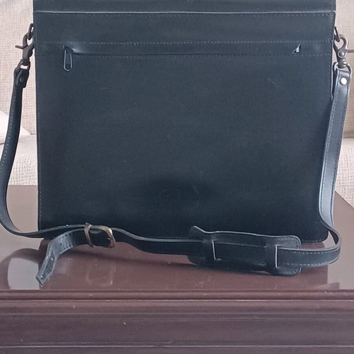Handmade vintage leather briefcase used, black