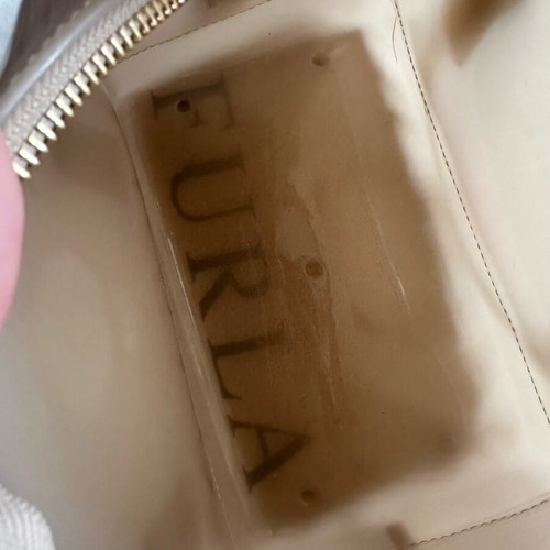 Furla Candy satchel new, beige glossy rubber