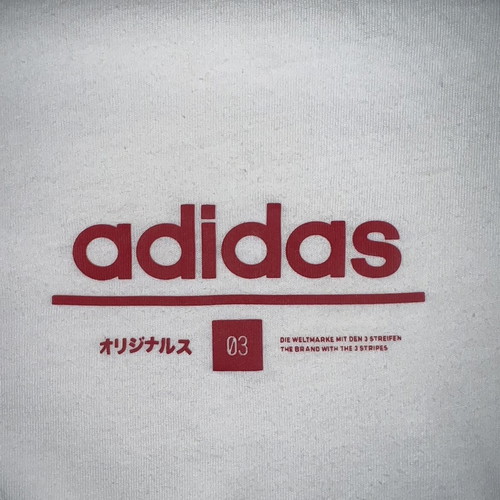 Adidas Originals T-Shirt white with red logo and Japanese details XL like new