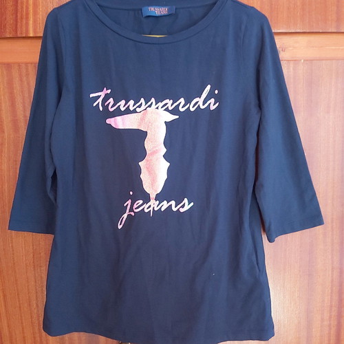 Trussardi Jeans blouse used, blue, size XL