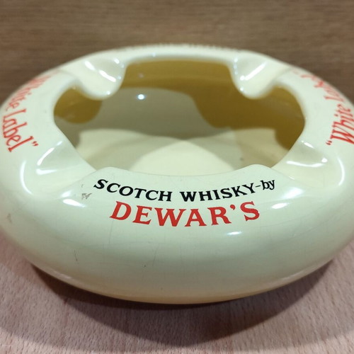 Dewar's scotch whisky old promotional ceramic ashtray used