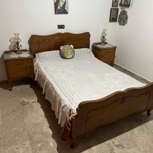 Bed with two nightstands used, neoclassical, old