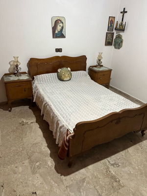 Bed with two nightstands used, neoclassical, old