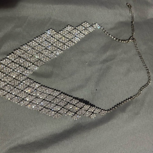Statement necklace with strass used, grey