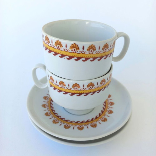 Set of 2 vintage porcelain coffee-tea cups Titov Veles Jugo Porcelain like new, former Yugoslavia