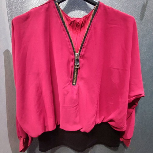 Red blouse with zipper like new, small-medium