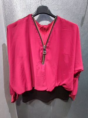 Red blouse with zipper like new, small-medium
