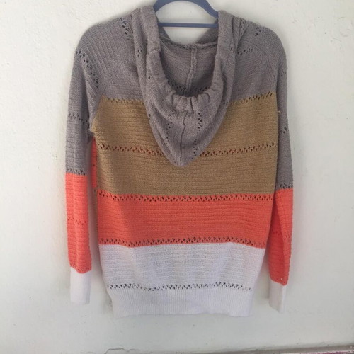 Striped hoodie cardigan with zipper like new, spring summer colors