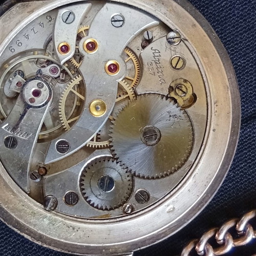 Alpina silver pocket watch used, Swiss