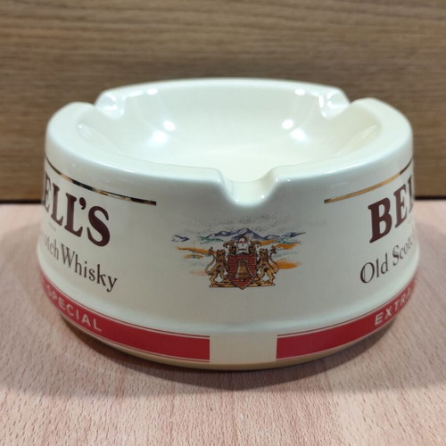 Bell's Scotch Whisky ceramic ashtray used, vintage promotional