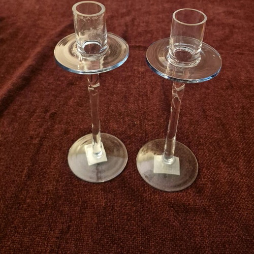 Glass candlesticks like new, set of two