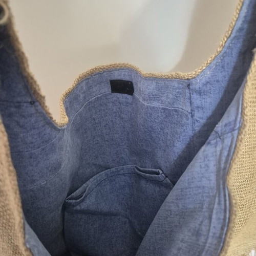 Handmade boho beach shoulder bag, beige and brown