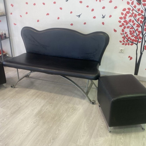 Leather sofa and stools used