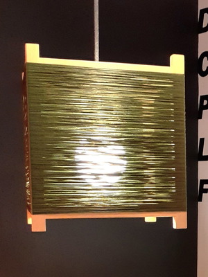 Ceiling light made of natural wood 26x30cm with fabric cable, new