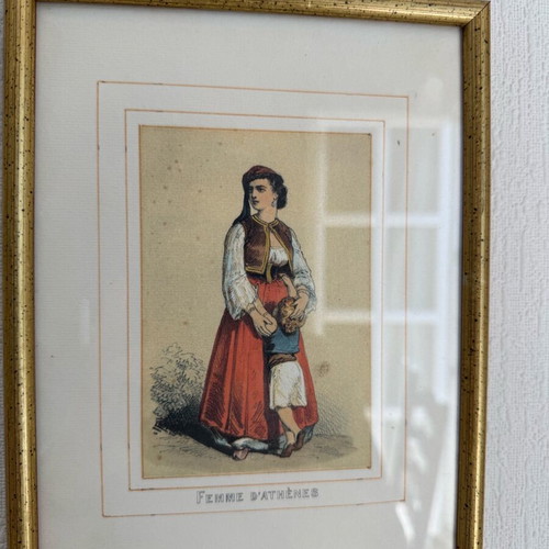 Collection of 6 framed 19th century costume lithographs used