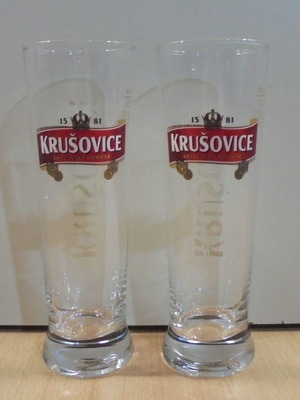 Krusovice μπίρα σετ δύο διαφημιστικών ποτηριών 300ml μεταχειρισμένο