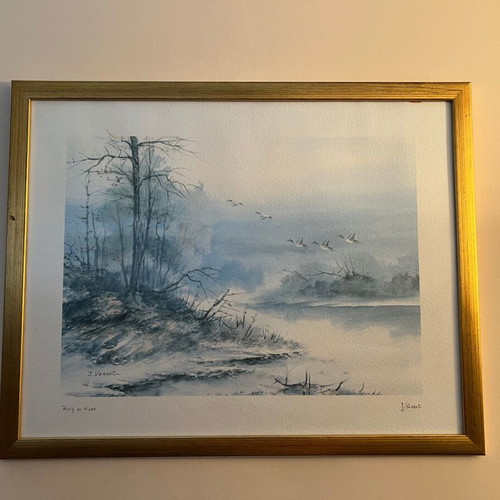 Set of two landscape frames with gold frames like new