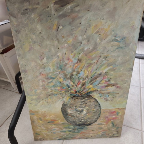 Original Painting Explosion of Colors in Vase 40x60 cm new